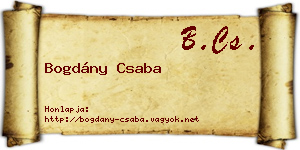 Bogdány Csaba névjegykártya